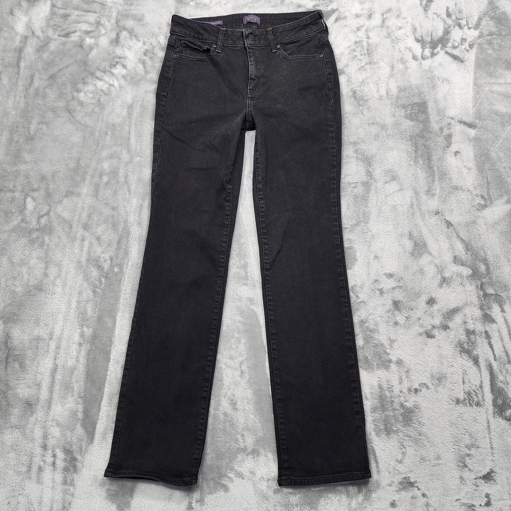 NYDJ Jeans Womens 6 Black Marilyn Straight Mid Rise Lift Tuck Stretch Denim
